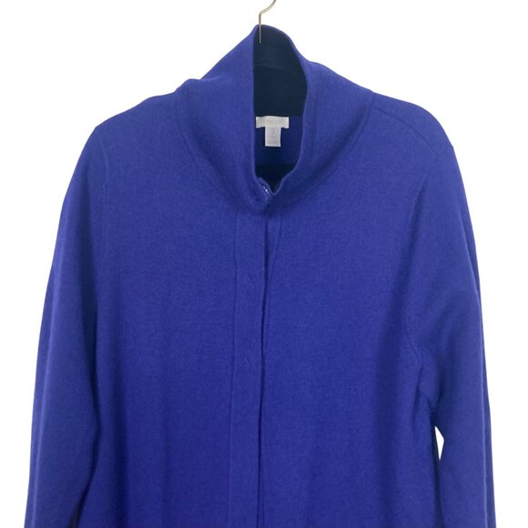 Chicos Wool Kendall Colorblock Coatigan Cardigan 3 XL Blue Black Classic Long - Picture 3 of 13